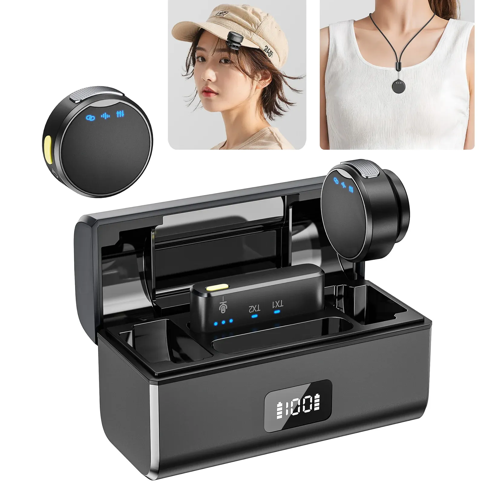 ?Com Taxa ?Microfone Sem Fio Lavalier Reduo De Rudo 100m Com Case Magntica Yessko